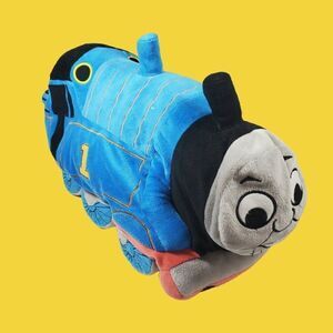 Thomas the Tank Engine Train Bean Bag Pillow Blue 2009 15 inches Tall Plush EUC